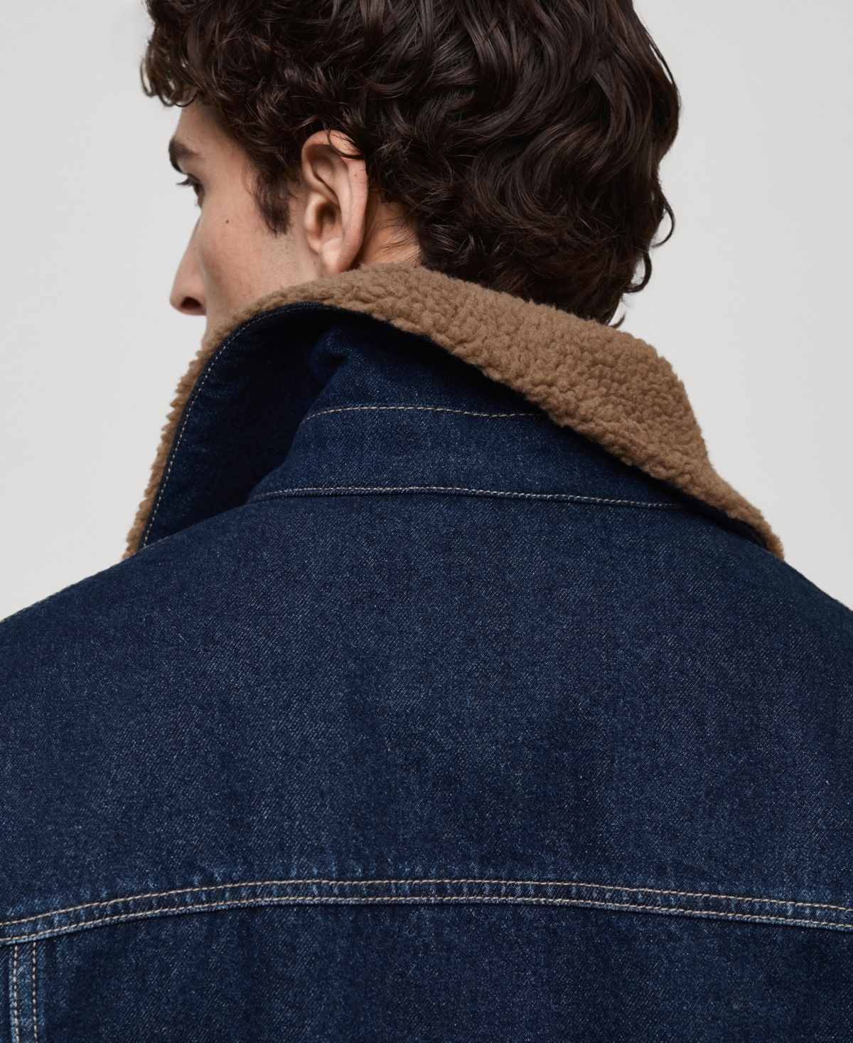 Mango Men's Shearling Lining Denim Jacket