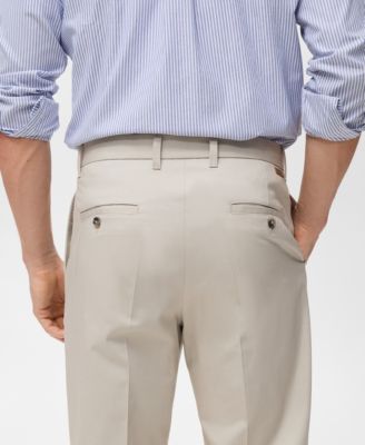 Men's Regular Fit Pleated Cotton Pants