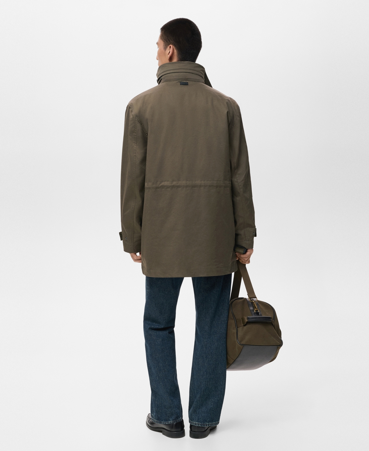 Mango Men's Pockets Water Repellent Cotton Parka