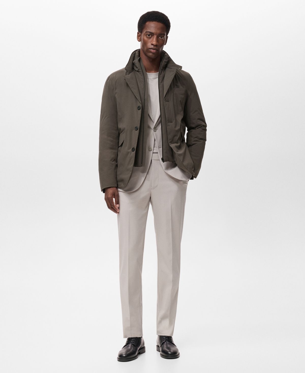 Mango Men's Waterproof Thermolite Pockets Jacket In Brown