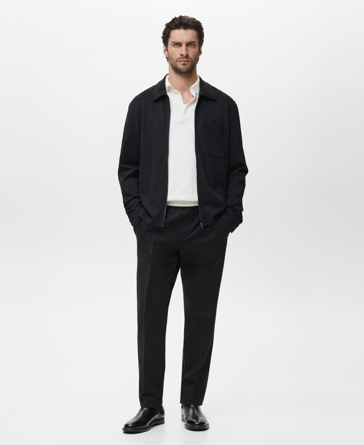 Mango Men's Zip-Up Pocket Sweatshirt