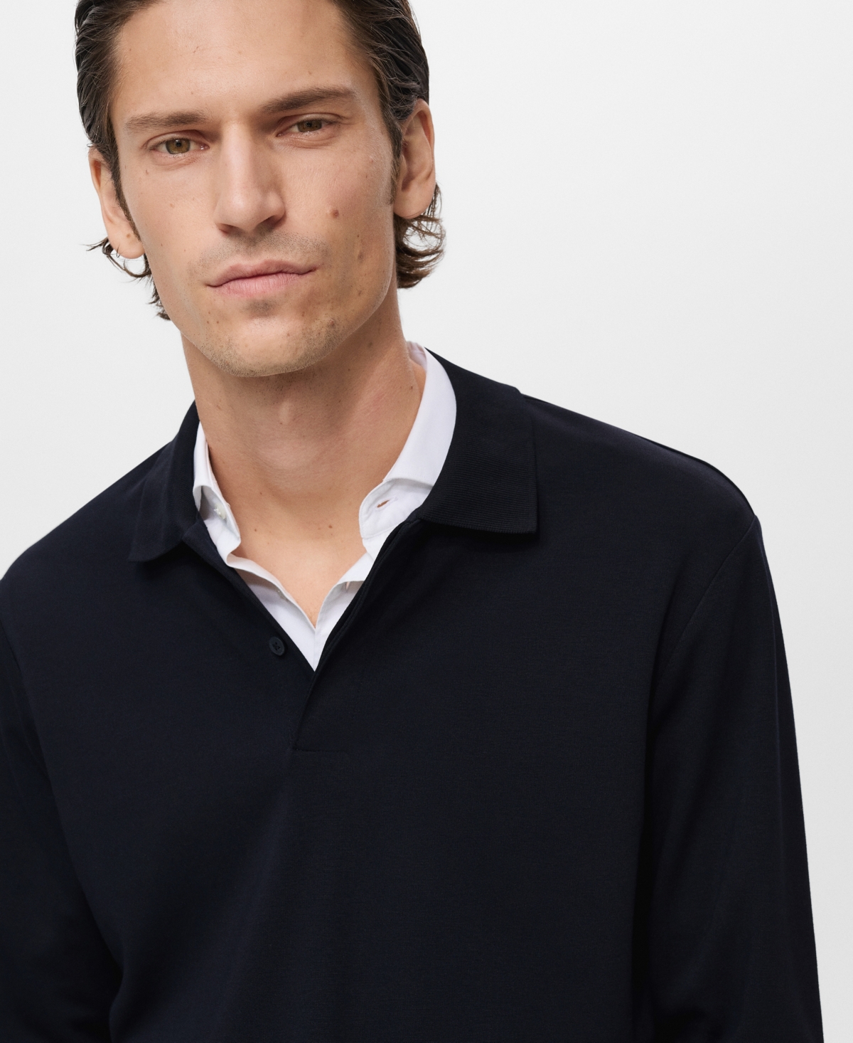Mango Men's Regular-Fit Knitted Polo Sweater