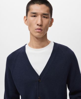 Men's Ribbed Knitted Buttons Cardigan