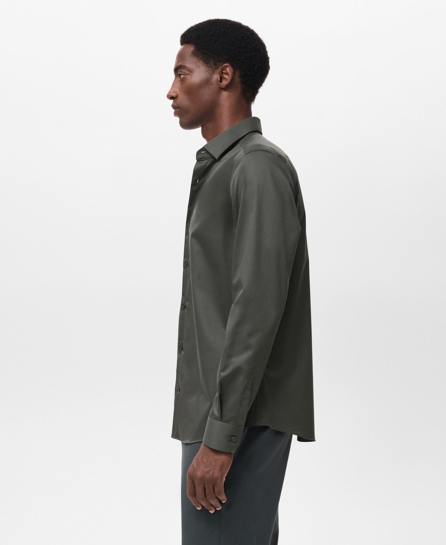 Мужская рубашка Mango Comfort Stretch Non-Iron, цвет: Хаки — фото 5
