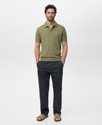Men's Ribbed Knit Polo Shirt