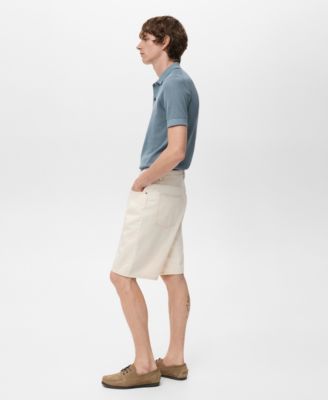 Men's Openwork Knitted Cotton Polo Shirt