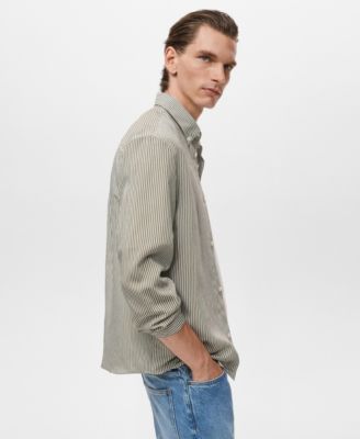 Men's Regular Fit Striped Print Shirt