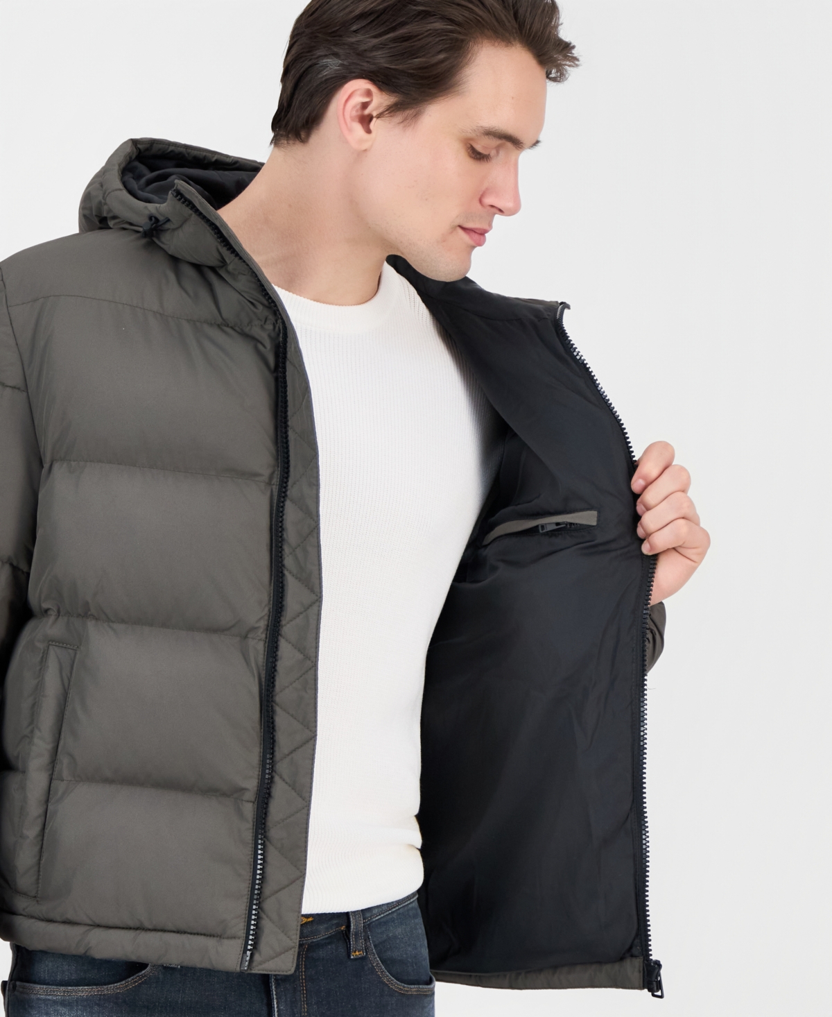 Hugo by Boss Men's Beazly2436 Slim-Fit Quilted Full-Zip Hooded Puffer Jacket