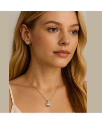 Ariana Gold Halo Necklace and Stud Earring Set