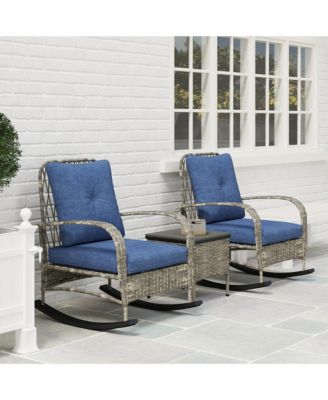 Patio Furniture Set, Rocking Chairs w/ Table, Cushion