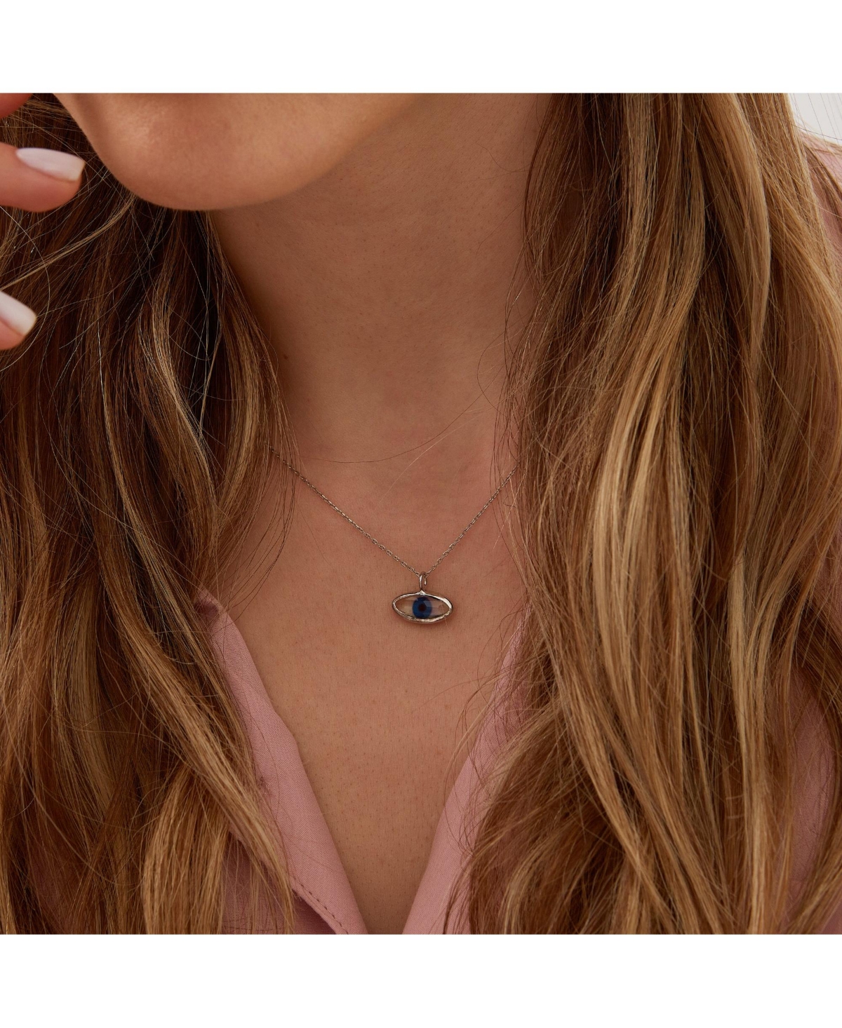 Spero LondonTransparent Glass Evil Eye Sterling Silver Necklace