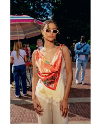 Double Sided Silk Scarf Crossing Red