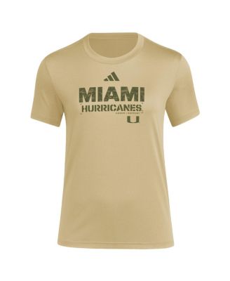 Women's Tan Miami Hurricanes Salute to Service AEROREADY T-Shirt