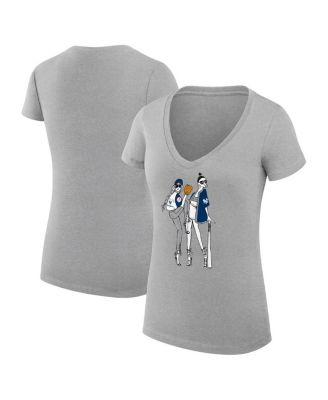 G-III 4Her by Carl Banks - Women's Heather Gray New York Yankees Super-Slim Fit Lightweight Baseball V-Neck T-Shirt