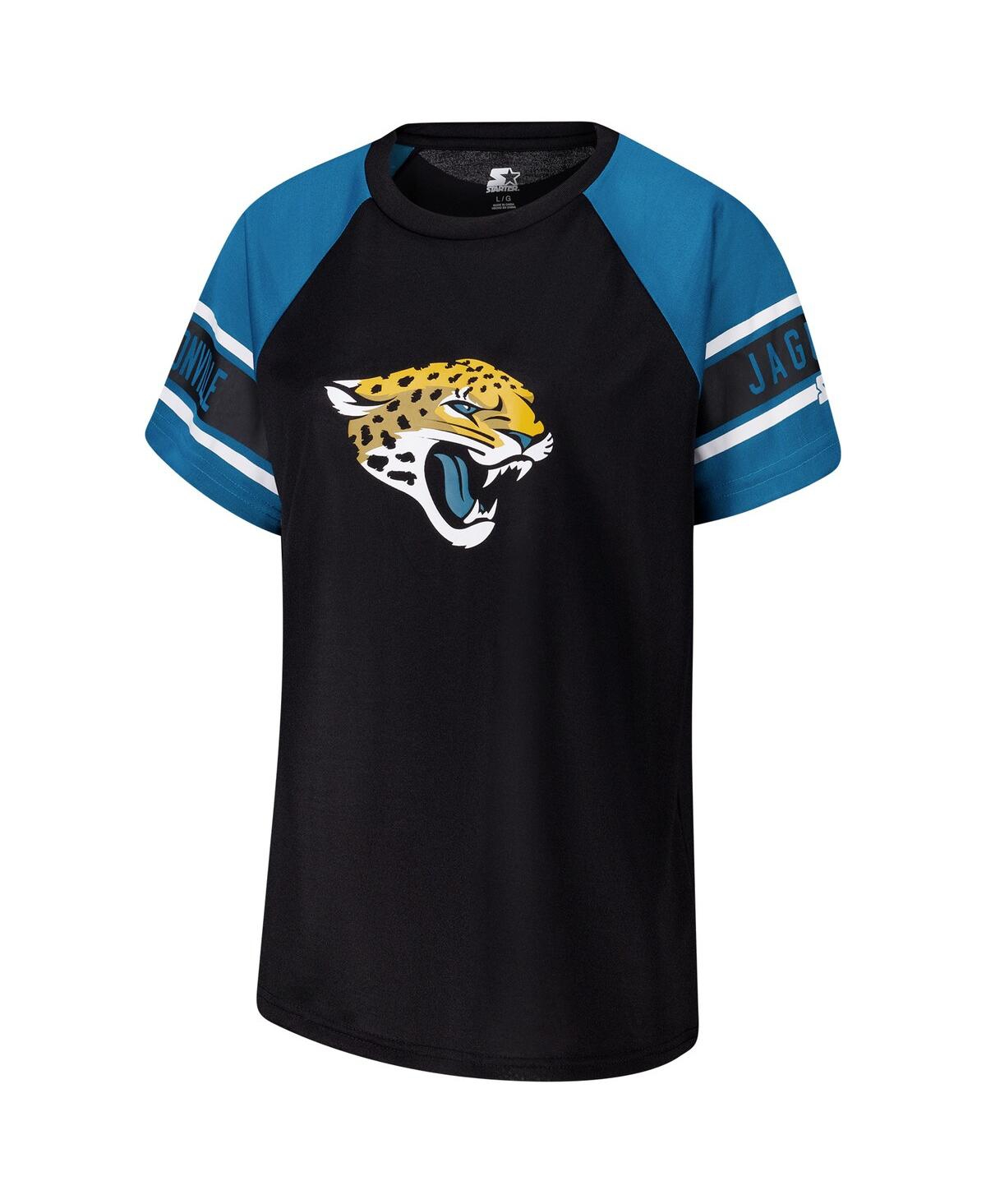 Starter Women's Black Jacksonville Jaguars 1st Rounder Color Block Raglan Top In Black