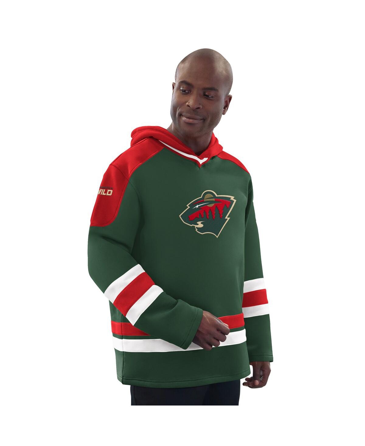Starter Men's Green/red Minnesota Wild Hockey Pullover Hoodie In Multi