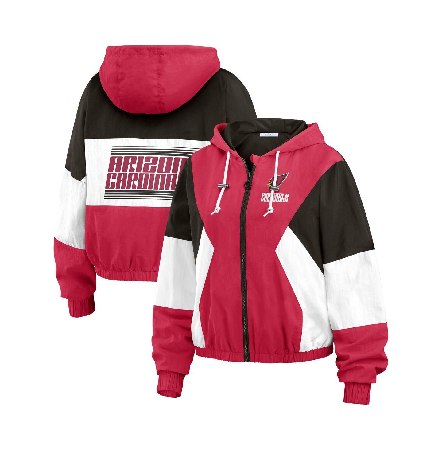 Женская куртка WEAR by Erin Andrews Cardinal Arizona Cardinals Color Block Full-Zip Windbreaker — фото 1