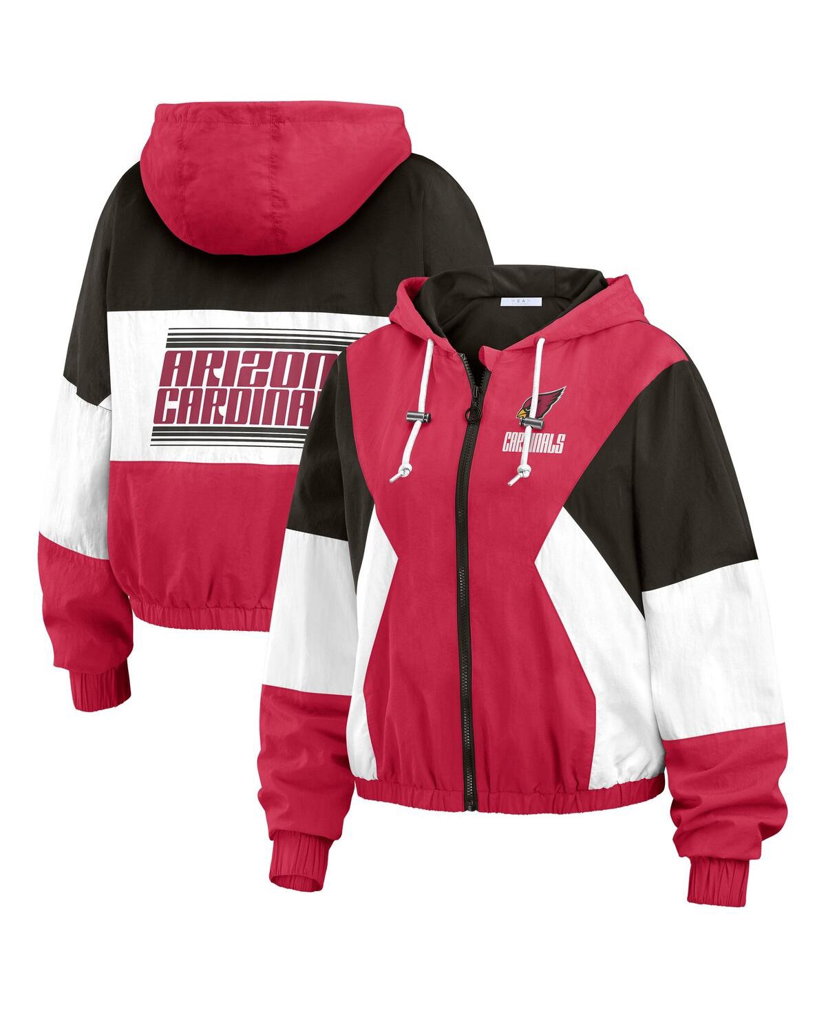 Wear By Erin Andrews Women's Cardinal Arizona Cardinals Color Block Full-zip Windbreaker Jacket In Multi