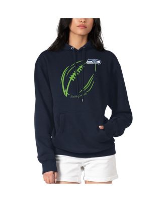 G-III 4Her by Carl Banks - Women's Navy Seattle Seahawks Football Logo Fleece Tri-Blend Pullover Hoodie