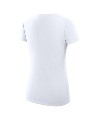 Women's White Buffalo Bills Super-Slim Fit Lightweight Collage Team V-Neck T-Shirt