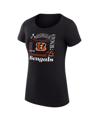 Women's Black Cincinnati Bengals Super-Slim Fit Lightweight Collage Team T-Shirt
