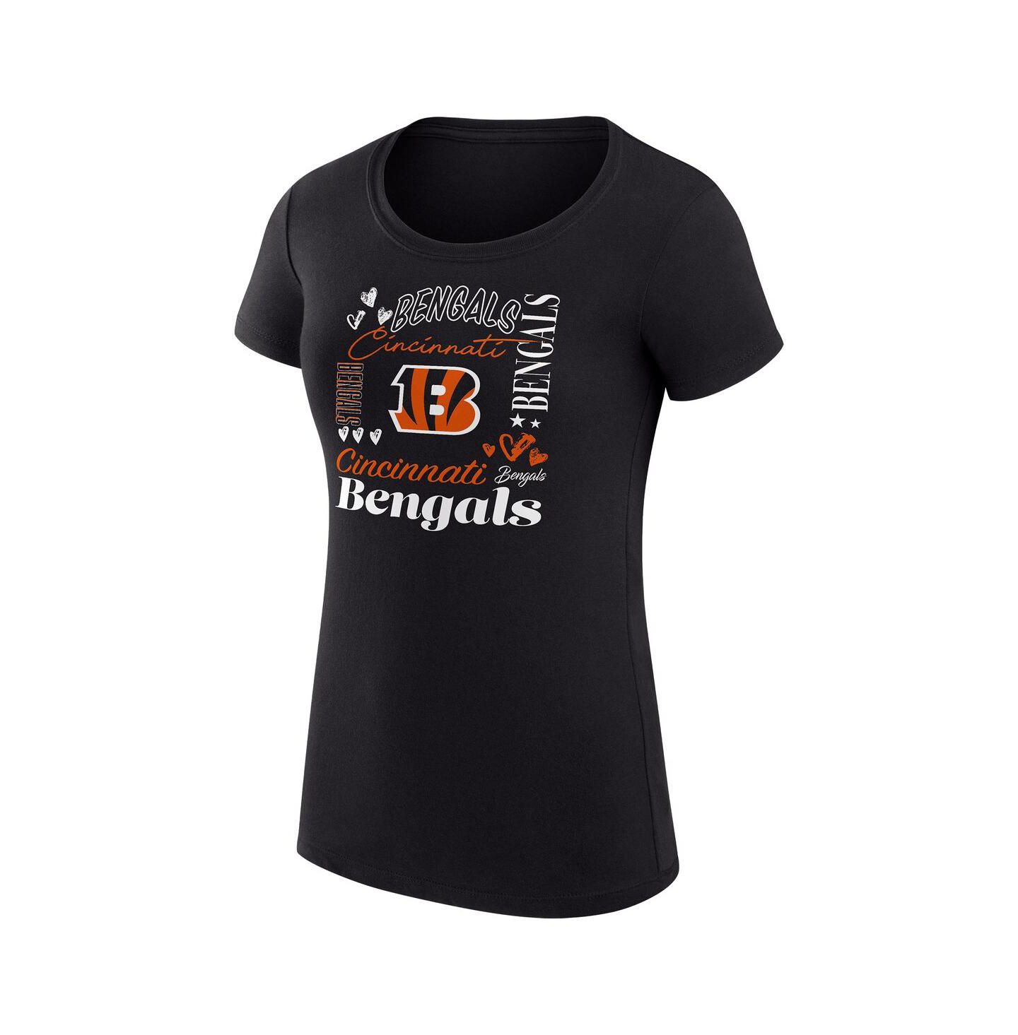 Женская футболка G-III 4Her by Carl Banks Black Cincinnati Bengals Super-Slim Fit Lightweight Collage Team — фото 3