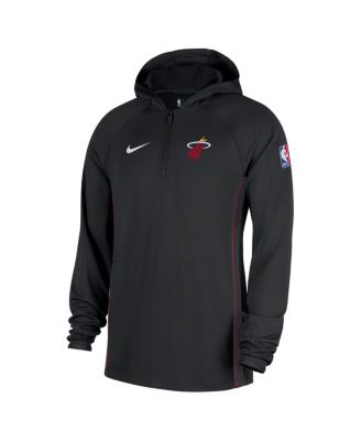 Men's Black Miami Heat Authentic On Court Zone Quarter-Zip Dri-FIT Hoodie Jacket