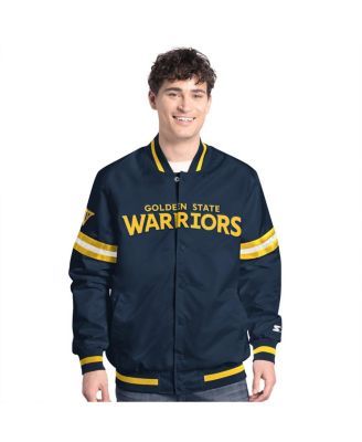 Starter - Men's Navy Golden State Warriors Scout Full-Snap Varsity Jacket