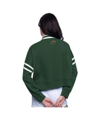 Women's&nbsp;Green Minnesota Wild Power Play Cropped Pullover Sweatshirt