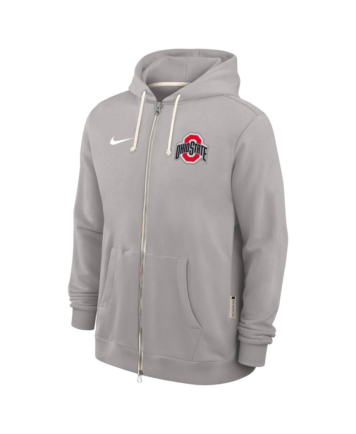 Nike Men's Gray Ohio State Buckeyes 2025 Sideline Standard Issue Dri-fit Full-Zip Hoodie