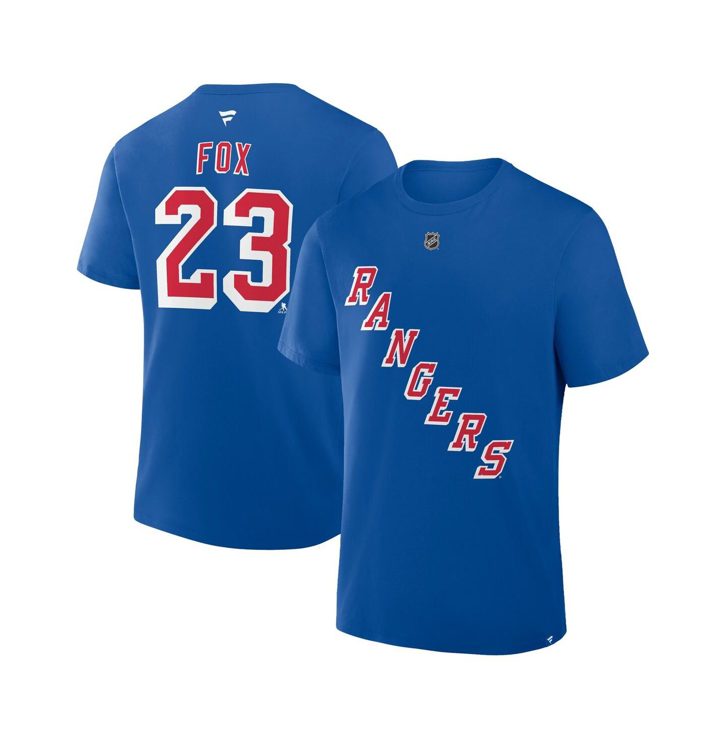 Мужская футболка Fanatics Adam Fox Blue New York Rangers Authentic Stack Name & Number — фото 1