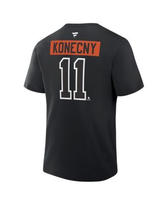 Men's Travis Konecny Black Philadelphia Flyers Authentic Stack Name Number T-Shirt
