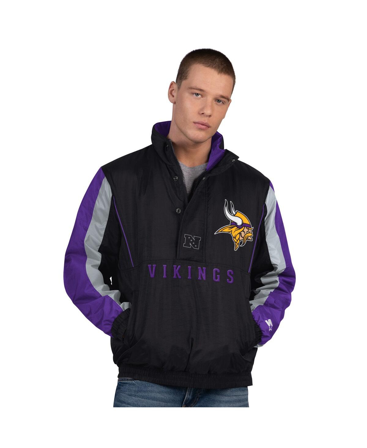 Starter Men's Black Minnesota Vikings Thursday Night Gridiron Half-Zip Jacket
