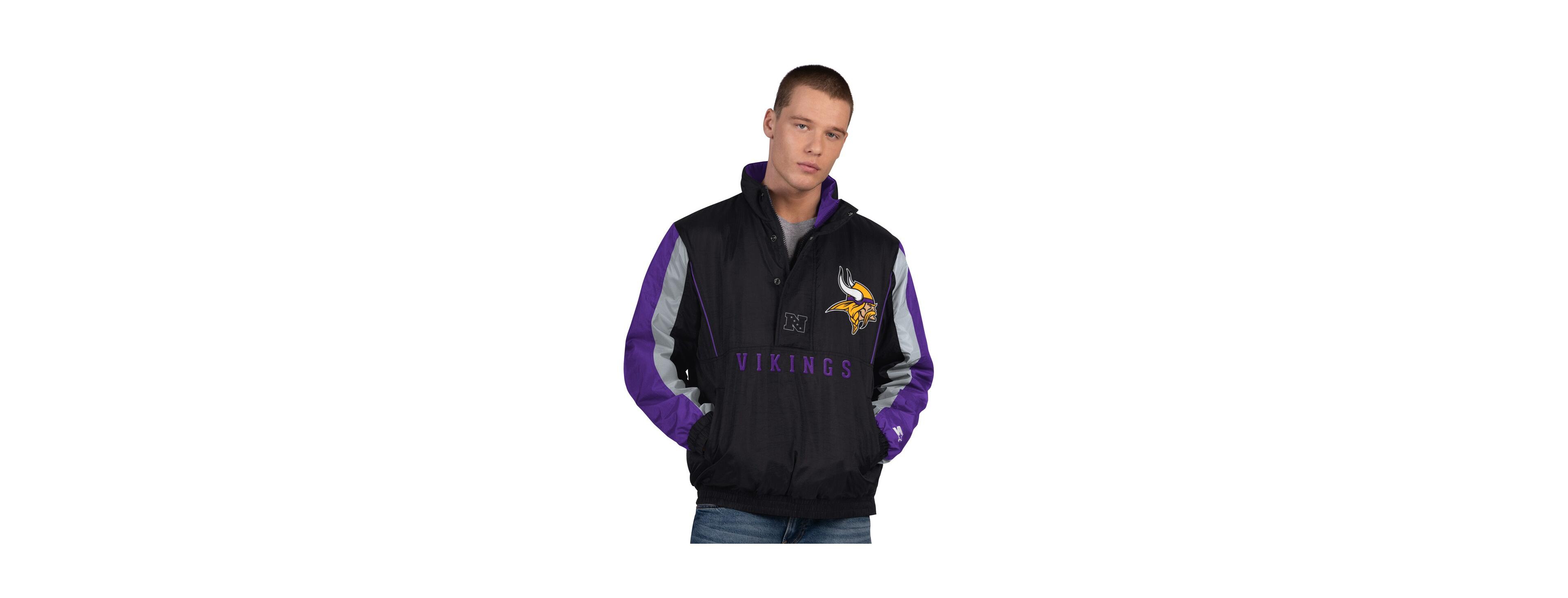 Starter Men's Black Minnesota Vikings Thursday Night Gridiron Half-Zip Jacket