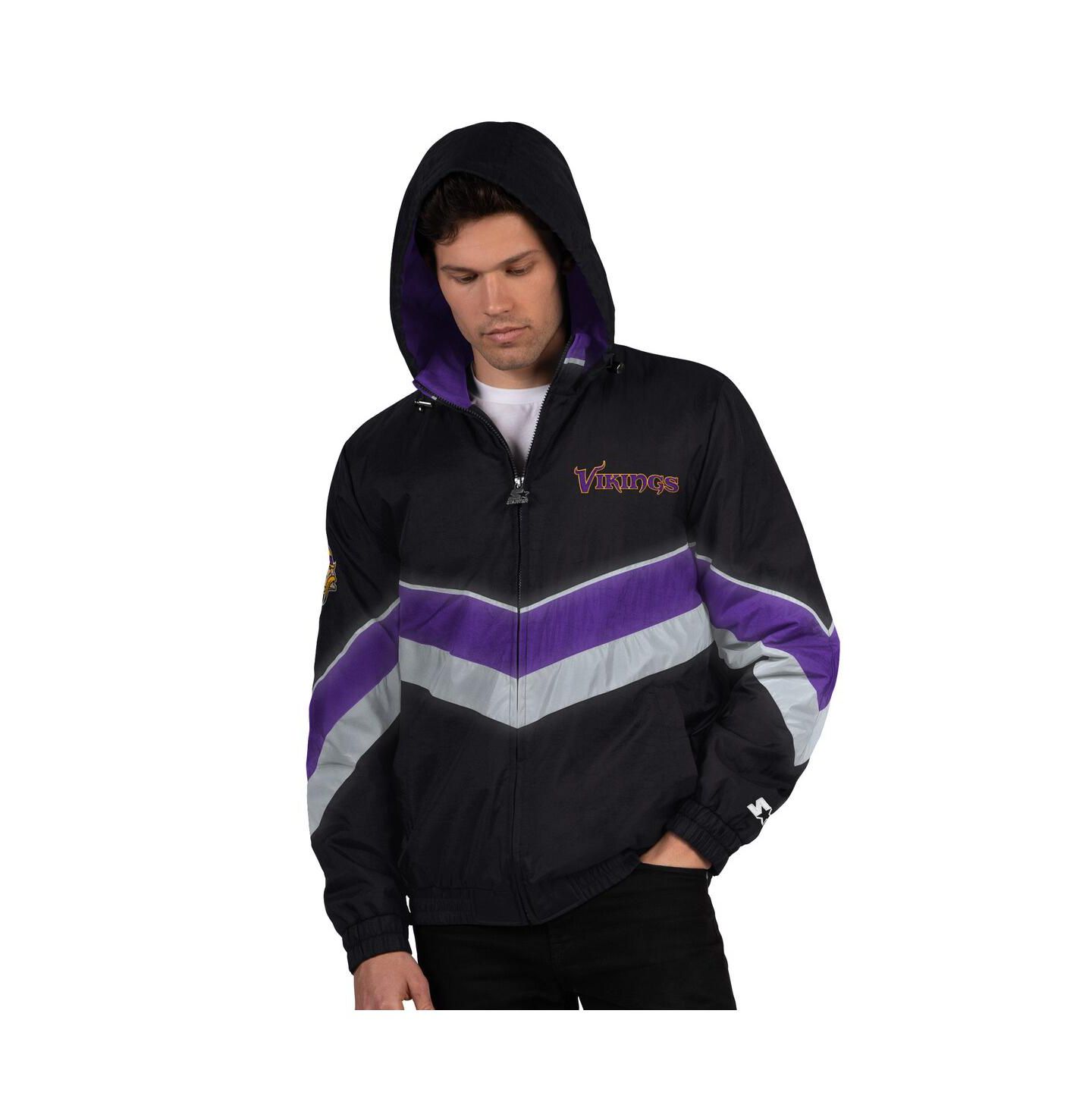 Мужская куртка Starter Black/Purple Minnesota Vikings Thursday Night Gridiron Full-Zip — фото 1