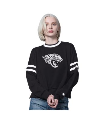 Starter - Women's Black Jacksonville Jaguars Rally Drop Shoulder Cropped Sweatshirt
