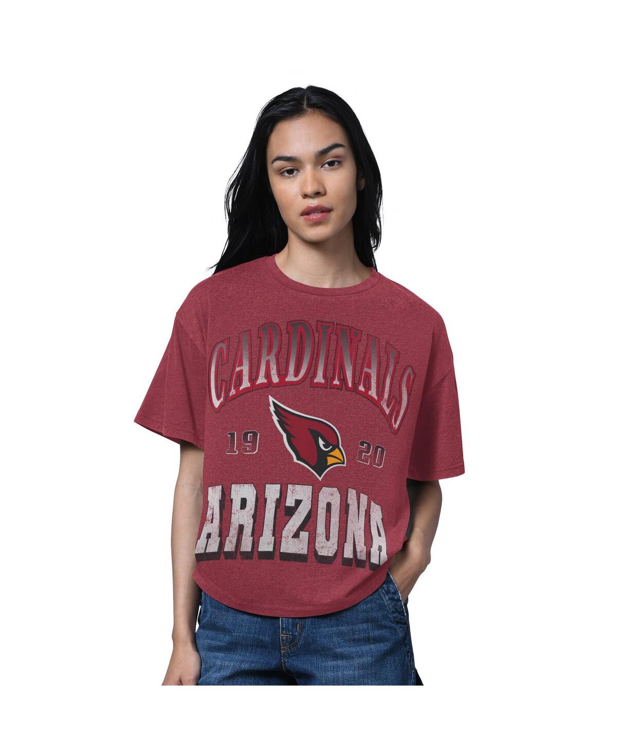 Starter Women's Heather Cardinal Arizona Cardinals Oversized Hall Of Fame T-shirt In Red