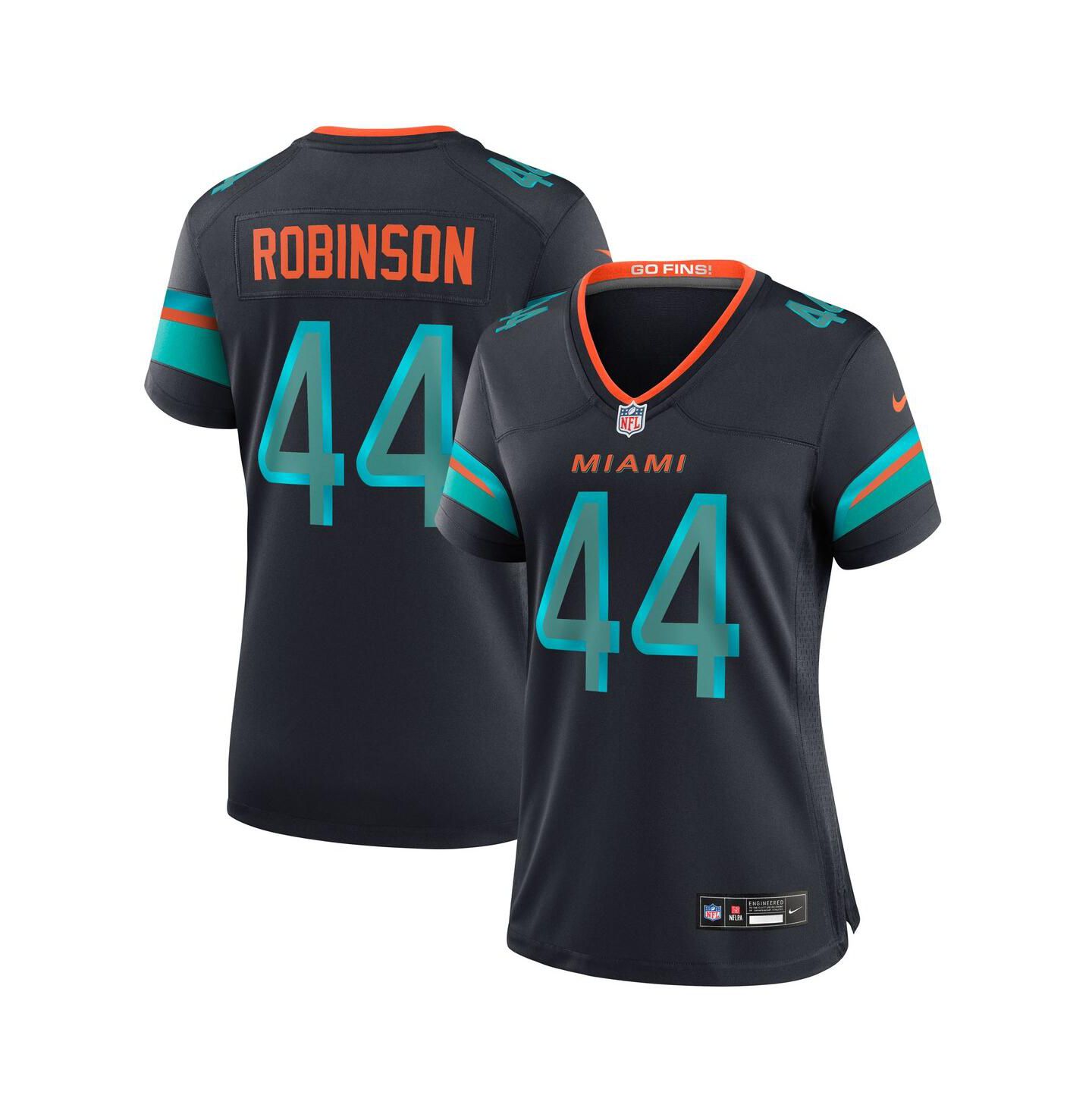 Женский топ Nike Chop Robinson Pitch Blue Miami Dolphins 2025 Rivalries Collection Game Jersey — фото 1