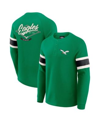 Fanatics - Men's Darius Rucker Collection by Kelly Green Philadelphia Eagles Waffle-Knit Raglan Long Sleeve Henley T-Shirt