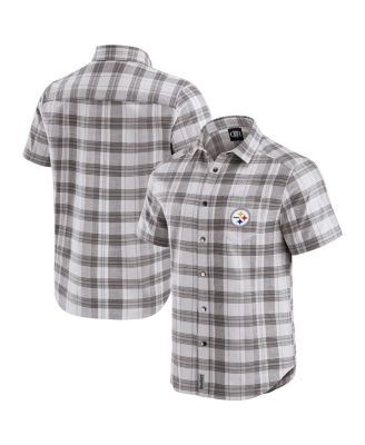 Fanatics - Men's Darius Rucker Collection by Gray Pittsburgh Steelers Team Plaid Short Sleeve Full-Snap Shirt