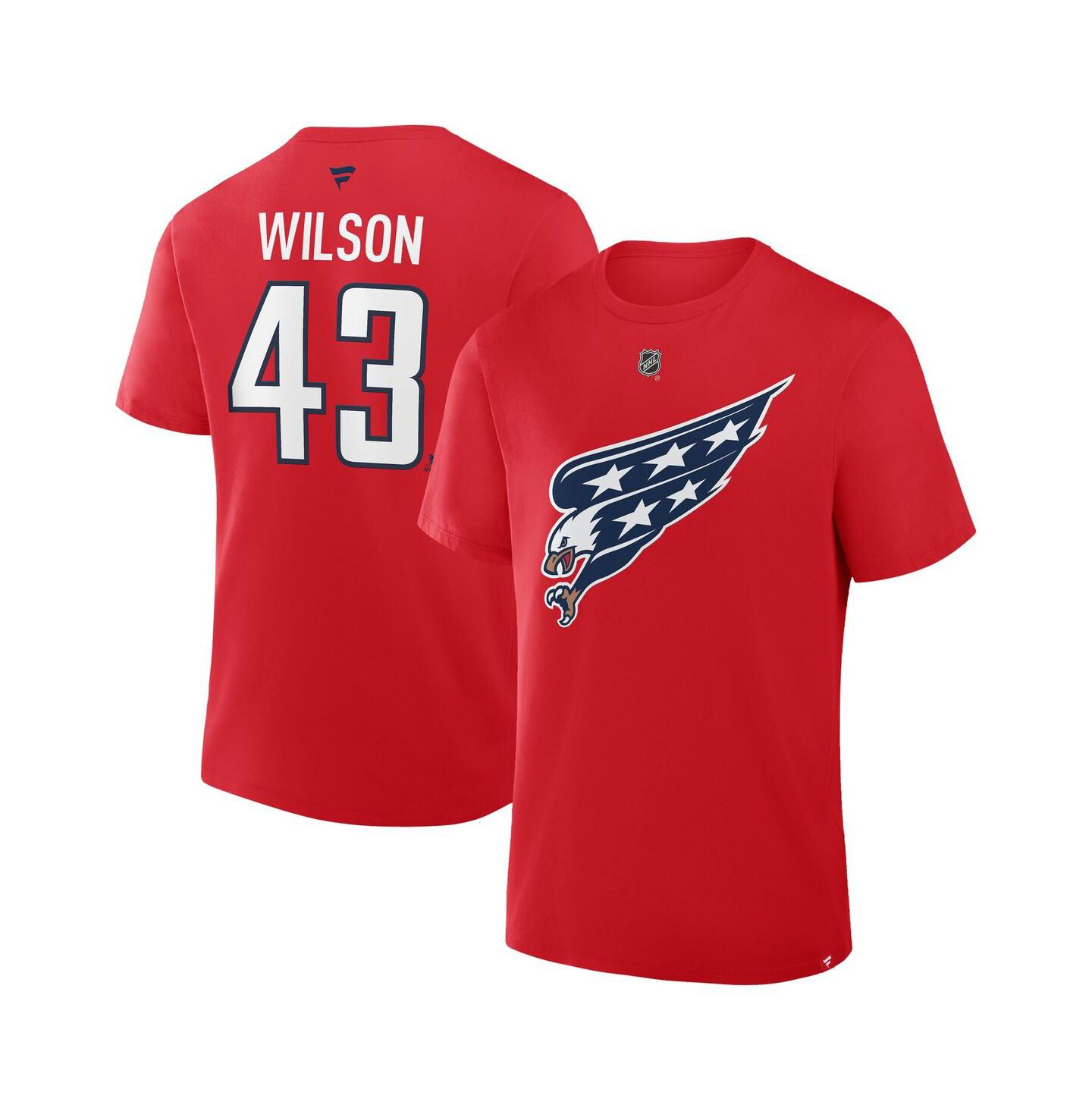 Мужская футболка Fanatics Tom Wilson Red Washington Capitals Authentic Stack Name & Number — фото 1