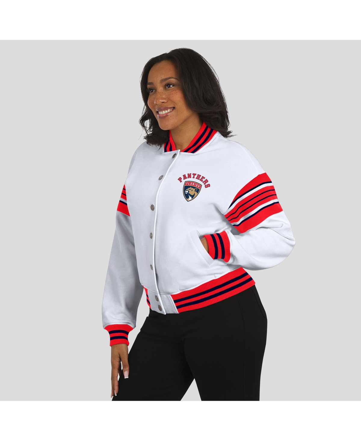 Wear By Erin Andrews Women's White/red Florida Panthers Full-snap Fleece Sweatshirt Jacket In Multi