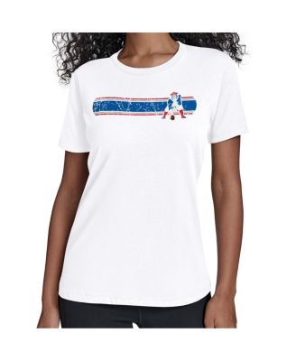 Starter - Women's White New England Patriots Throwback Team Stripe T-Shirt