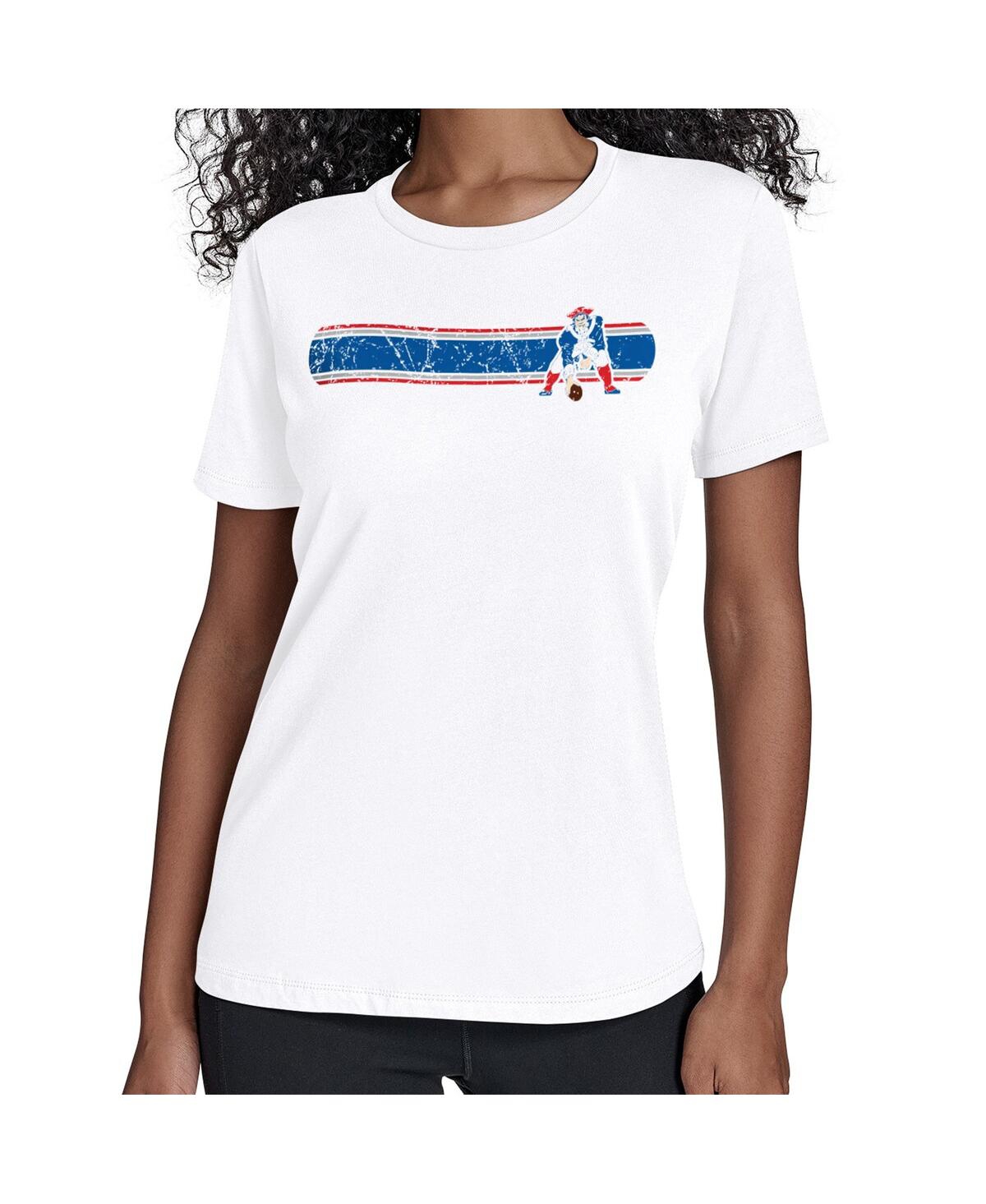 Starter Women's White New England Patriots Throwback Team Stripe T-shirt In White
