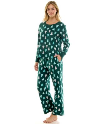 Women's 2-Piece Printed Long-Sleeve Top and Straight Leg Pants