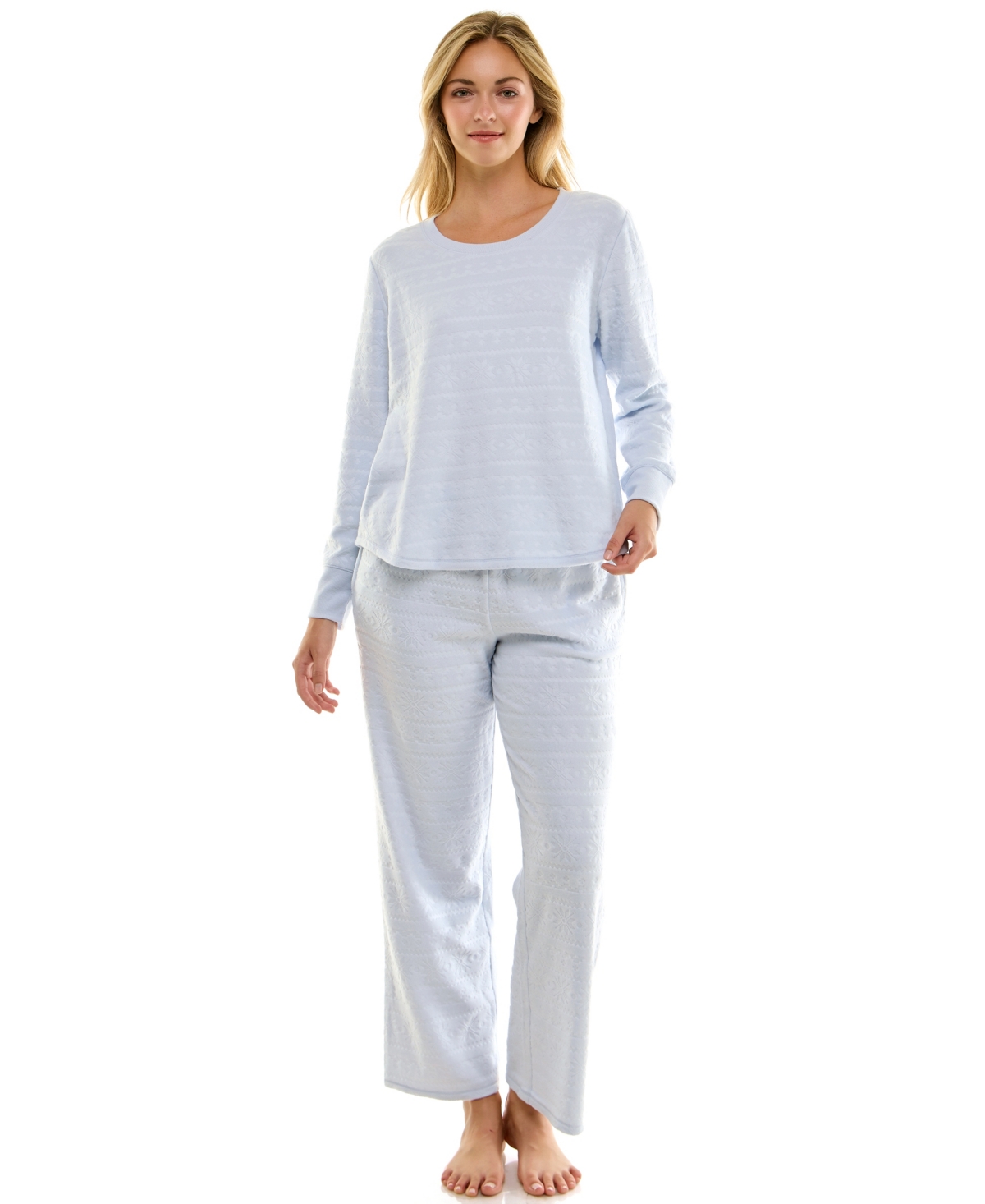 Roudelain Women's 2-Piece Printed Long-Sleeve Top and Straight Leg Pants