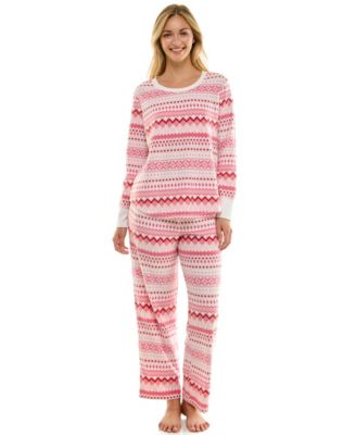 Women's 2-Piece Printed Long-Sleeve Top and Straight Leg Pants