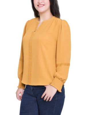 Petite Long Sleeve Studded Top