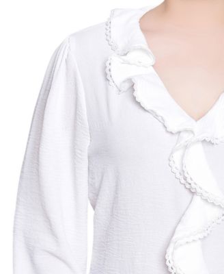 Petite Short sleeve Ruffle Front Top