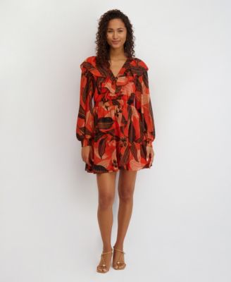 kensie - Women's Long-Sleeve V-Neck Dress